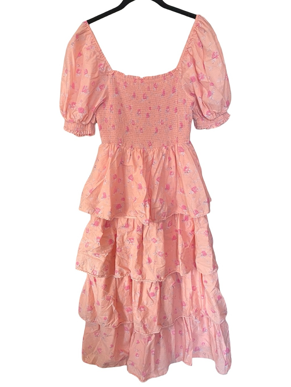 LoveShackFancy x Target Simone Pink Floral Tiered Midi Dress S